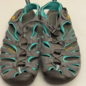 KEEN Whisper Water Sandals Women's 9.5 Gray Peacock Green Hiking Outdoor Shoes